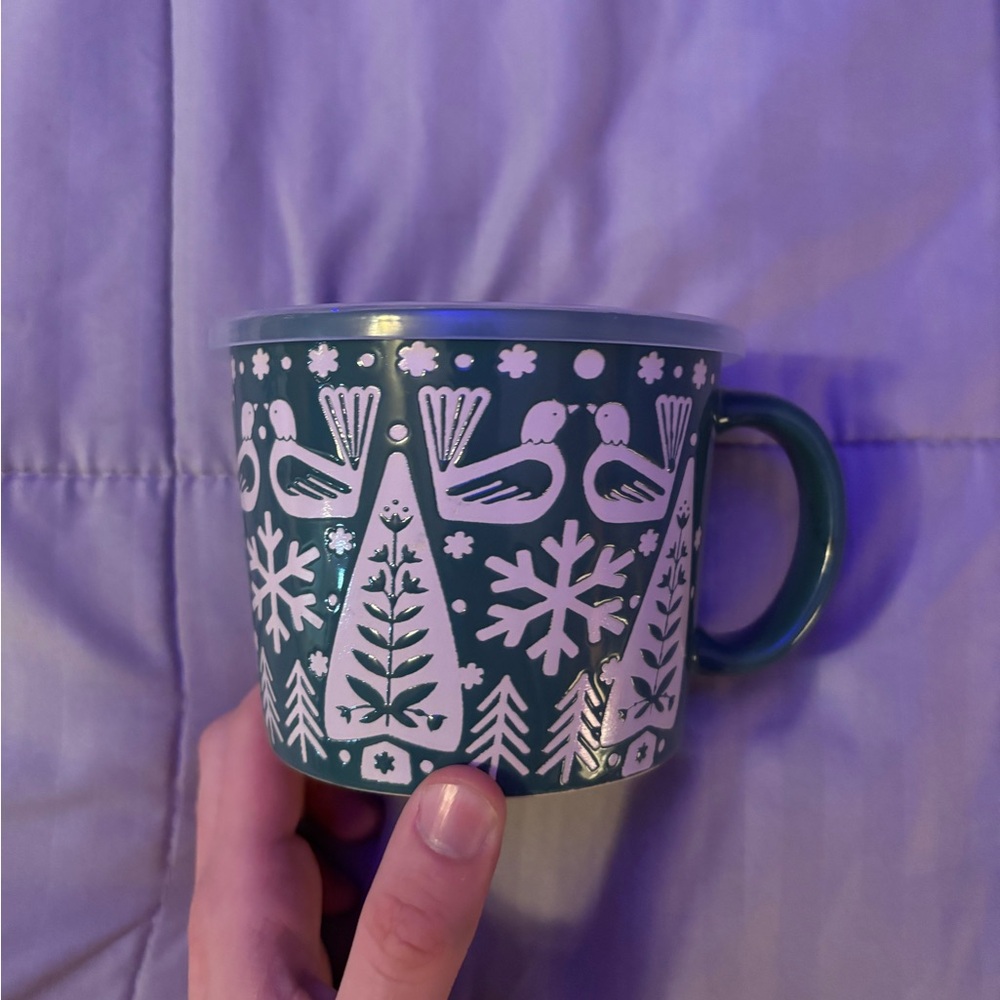 Festive Green Mug with White Holiday Design